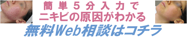 頑固なニキビの体内原因を見つけるまちだ美顔無料Web相談